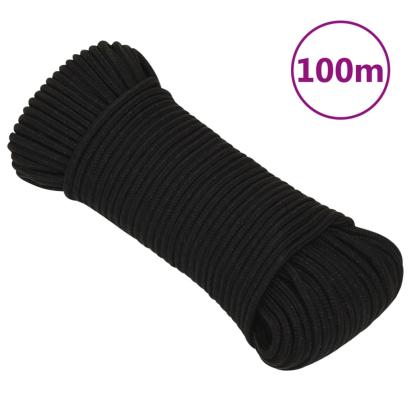 Frânghie de lucru, negru, 4 mm, 100 m, poliester GartenMobel Dekor