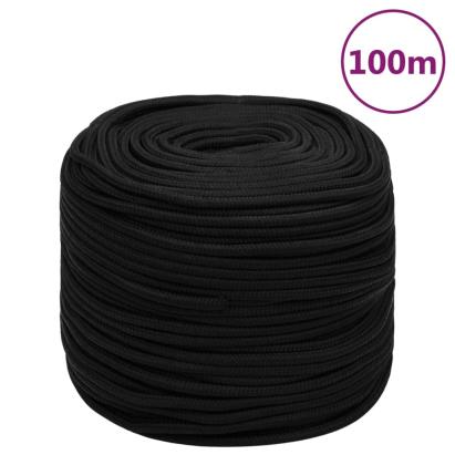Frânghie de lucru, negru, 6 mm, 100 m, poliester GartenMobel Dekor
