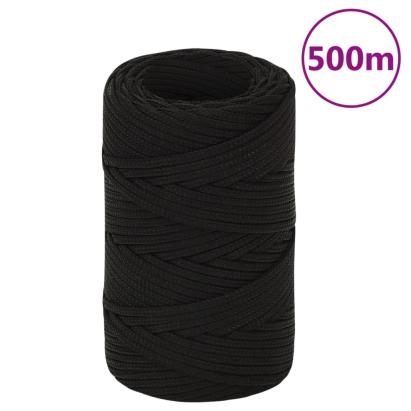 Frânghie de lucru, negru, 2 mm, 500 m, poliester GartenMobel Dekor