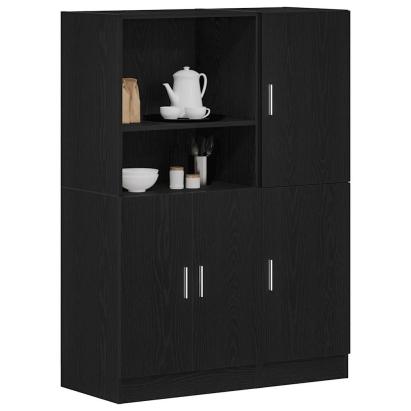 Set dulap de bucătărie 2 piese Lemn negru prelucrat GartenMobel Dekor