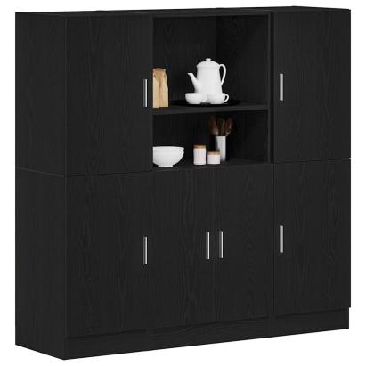 Set dulap de bucătărie 3 piese Lemn negru prelucrat GartenMobel Dekor