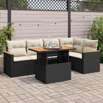Set mobilier de grădină cu perne, 5 piese,poliratan/lemn acacia GartenMobel Dekor