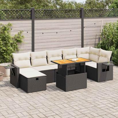 Set mobilier de grădină cu perne, 5 piese,poliratan/lemn acacia GartenMobel Dekor