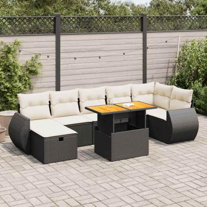 Set mobilier de grădină cu perne, 5 piese,poliratan/lemn acacia GartenMobel Dekor