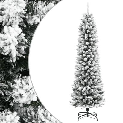 Brad de Crăciun artificial slim cu zăpadă pufoasă 240 cm PVC&PE GartenMobel Dekor