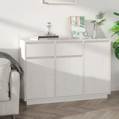 Servantă, alb, 110x34x75 cm, lemn masiv de pin GartenMobel Dekor