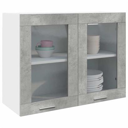 Dulap suspendat din sticlă gri beton 80x31x60 cm GartenMobel Dekor