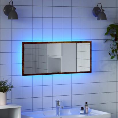 Oglindă de baie LED stejar fumuriu 100x8,5x37 cm lemn prelucrat GartenMobel Dekor