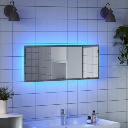 Oglindă de baie LED sonoma gri, 100x8,5x37 cm lemn prelucrat GartenMobel Dekor