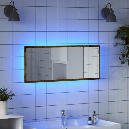 Oglindă de baie LED lemn vechi, 100x8,5x37 cm lemn prelucrat GartenMobel Dekor