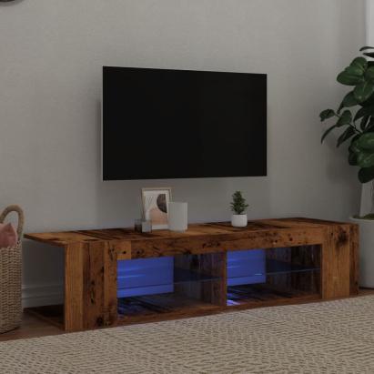 Dulap TV cu lumini LED lemn vechi 135x39x30 cm lemn prelucrat GartenMobel Dekor