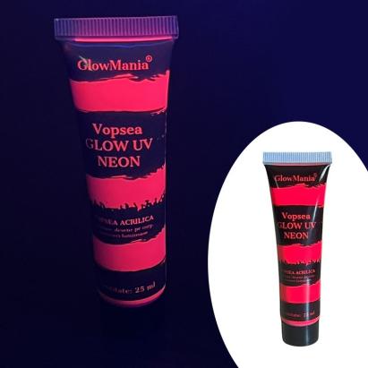 Vopsea glow uv neon roz pentru body painting, pe baza de apa, cantitate 25 ml MultiMark GlobalProd
