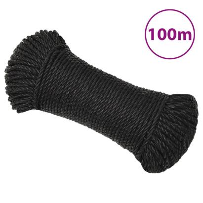 Frânghie de lucru, negru, 6 mm, 100 m, polipropilenă GartenMobel Dekor