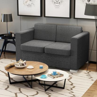 Canapea cu 2 locuri, gri închis, material textil GartenMobel Dekor