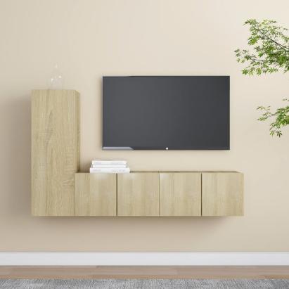 Set de dulapuri TV, 3 piese, stejar sonoma, lemn prelucrat GartenMobel Dekor