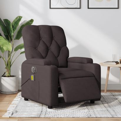 Fotoliu electric de masaj rabatabil, maro închis, textil GartenMobel Dekor