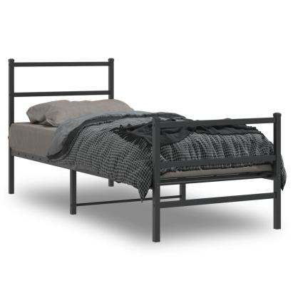 Cadru pat metalic cu tăblii de cap/picioare  negru, 80x200 cm GartenMobel Dekor