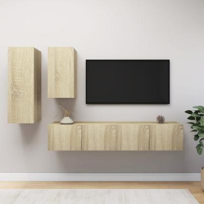 Set de dulapuri TV, 4 piese, stejar sonoma, lemn prelucrat GartenMobel Dekor