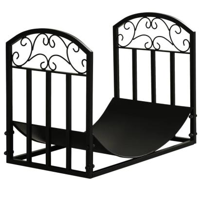 Suport lemne semineu pentru interior/exterior, metalic, cu baza arcuita, negru, 60.5x36x46.5 cm GartenVIP DiyLine