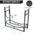 Suport lemne semineu pentru interior/exterior, metalic, negru, cu 4 accesorii, 2 carlige detasabile, 84x33x76 cm GartenVIP DiyLine