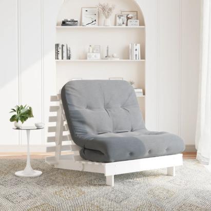 Canapea futon cu saltea, alb, 80x206x11 cm, lemn masiv de pin GartenMobel Dekor