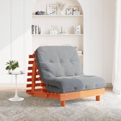 Canapea futon cu saltea, maro, 80x206x11 cm, lemn masiv de pin GartenMobel Dekor