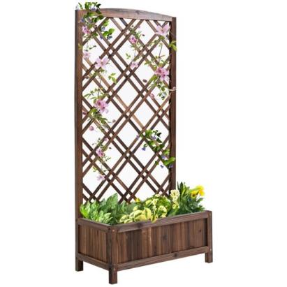 Jardiniera decorativa cu suport pentru plante cataratoare, lemn, maro, 60x30x122.5 cm GartenVIP DiyLine