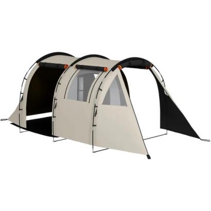 Cort camping, 4-5 persoane, impermeabil, cu vestibul, husa, kaki, 460x230x180 cm GartenVIP DiyLine