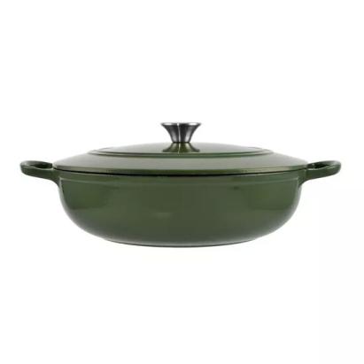 Oala de fonta emailata cu capac, maner din inox, verde, 5.5 L, Perfect Home GartenVIP DiyLine