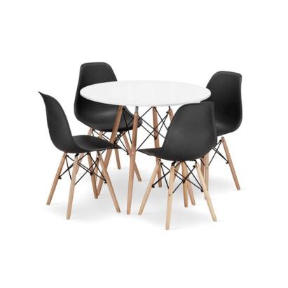 Set masa rotunda stil scandinav + 4 scaune Osaka negru, Artool, MDF si lemn, 90x72 cm GartenVIP DiyLine