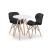 Set masa rotunda stil scandinav + 2 scaune Lago catifea, Artool, MDF si lemn, alb si negru, 60x72 cm GartenVIP DiyLine