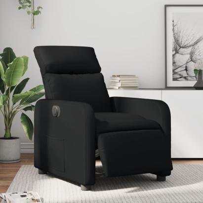 Fotoliu rabatabil electric, negru, piele ecologică GartenMobel Dekor