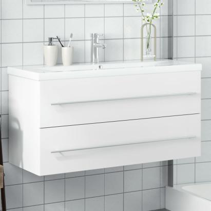 Dulap pentru chiuvetă de baie, lavoar încorporat, alb GartenMobel Dekor