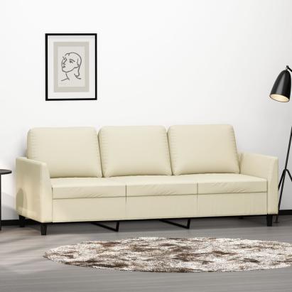 Canapea cu 3 locuri, crem, 180 cm, piele ecologică GartenMobel Dekor