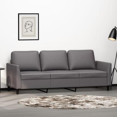Canapea cu 3 locuri, gri, 180 cm, piele ecologică GartenMobel Dekor