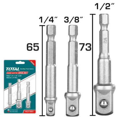 TOTAL - SET 3 ADAPTOARE 1/4", 3/8",1/2" PowerTool TopQuality