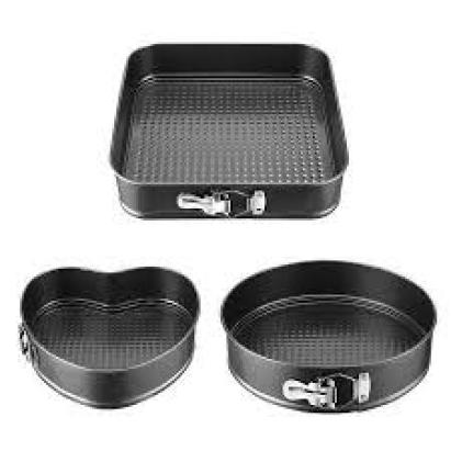 Set de Forme pentru Tort și Patiserie cu Fund Detasabil, 3 Piese, din Oțel Carbonat Handy KitchenServ