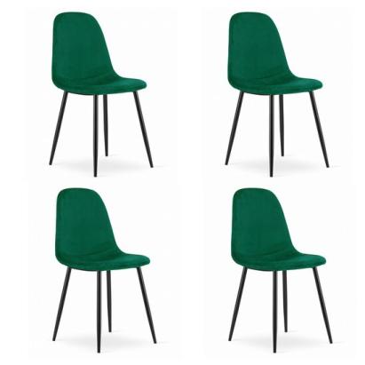 Set 4 scaune bucatarie/living, Artool, Como, catifea, metal, verde si negru, 44.5x50.5x87.5 cm GartenVIP DiyLine