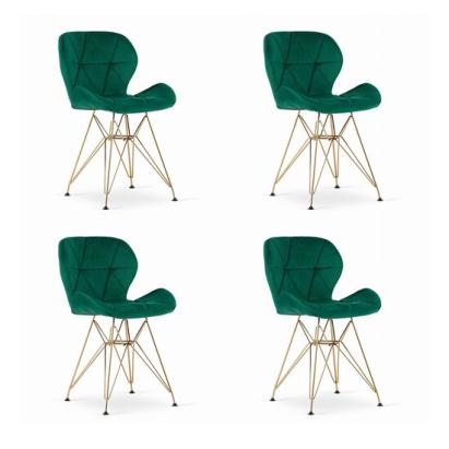 Set 4 scaune bucatarie/living, Artool, Nest, catifea, metal, verde si auriu, 47x53x73 cm GartenVIP DiyLine