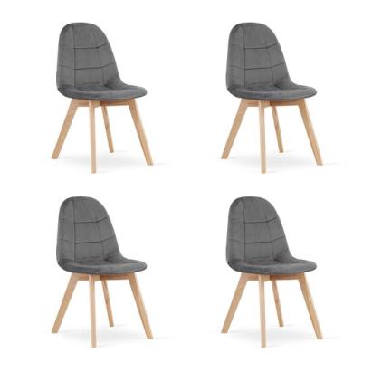 Set 4 scaune bucatarie/living, Artool, Bora, catifea, lemn, gri inchis, 44.5x54x81.5 cm GartenVIP DiyLine