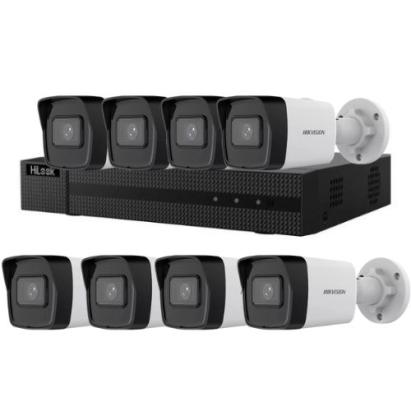 Kit supraveghere Hikvision HiLook 8 camere IP 4MP PoE IR 30m IP67 si NVR 8 canale 6MP PoE 1 port SATA SafetyGuard Surveillance