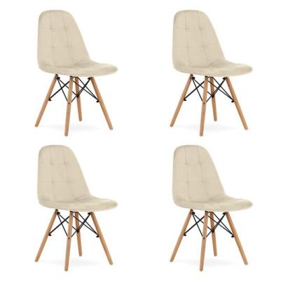 Set 4 scaune stil scandinav, Artool, Dumo, catifea, lemn, bej, 45x53x84 cm GartenVIP DiyLine