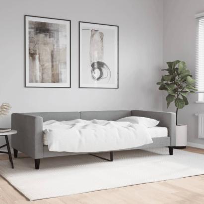 Pat de zi cu saltea, gri deschis, 100x200 cm, textil GartenMobel Dekor
