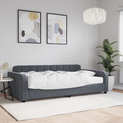 Pat de zi cu saltea, gri închis, 100x200 cm, catifea GartenMobel Dekor