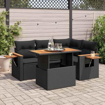 Set mobilier de grădină cu perne, 4 piese poliratan/lemn acacia GartenMobel Dekor
