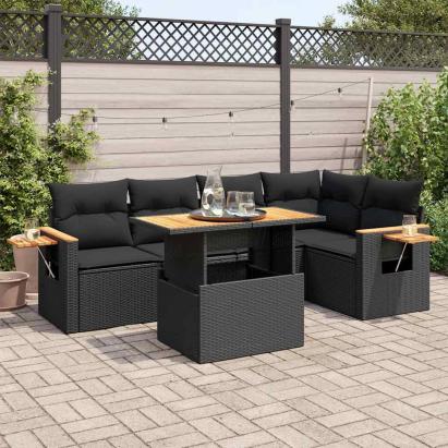 Set mobilier de grădină cu perne, 5 piese,poliratan/lemn acacia GartenMobel Dekor