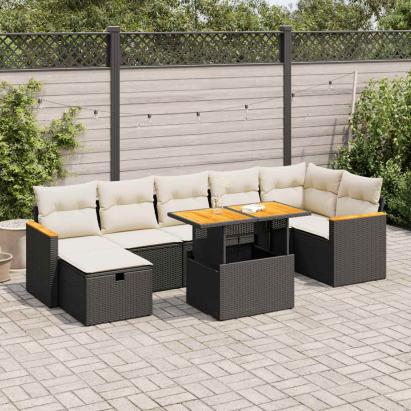 Set mobilier de grădină cu perne, 5 piese, negru, poliratan GartenMobel Dekor