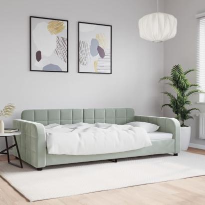 Cadru de pat, gri deschis, 100x200 cm, catifea GartenMobel Dekor