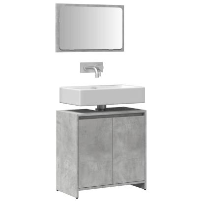 Set mobilier de baie, 2 piese, gri beton, lemn compozit GartenMobel Dekor