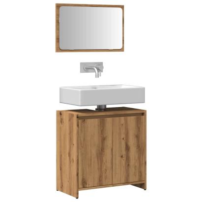 Set mobilier de baie, 2 piese, stejar artizanal, lemn prelucrat GartenMobel Dekor